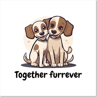 Together furrever - cute dog pet couple pun Posters and Art